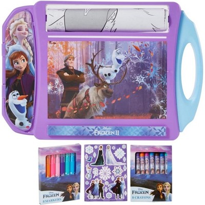 Disney Frozen Roller Art Desk Set for Girls and Boys, Travel Coloring Activity for Kids, with Crayons, Markers and Stickers