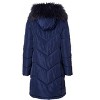 Sportoli Women Quilted Long Winter Coat Fur Trim Plush Lined Hood Puffer Jackets - 2 of 4
