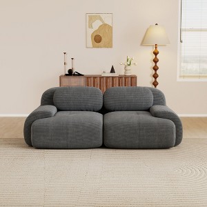 AENKYO 4 Seats with 2 Ottomans Modular Corduroy Sectional Sofa, Easy Assembly Required & Ergonomic Support Non-Slip Base Design - 1 of 4