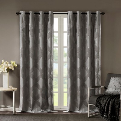 VYNXARIA 50*95" Ogee Knitted Jacquard Total Blackout Curtain Panel,Charcoal(Only 1 Pc Panel)
