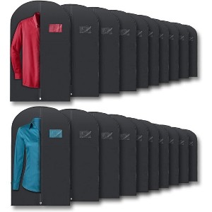 Plixio Garment Bags Suit Bag for Travel and Clothing Storage of Dresses, Dress Shirts, Coats -  Zipper and Transparent Window (Black - 20 pack: 40") - 1 of 4