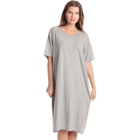 Just Love Womens Nightgown - Short Sleeve Henley Oversized