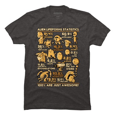 Men's Design By Humans Alien Statistics By LetterQ T-Shirt