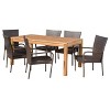 Lambert 7pc Acacia & Wicker Dining Set - Teak/Brown - Christopher Knight Home: With Galvanized Steel Hardware - 2 of 4