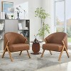 Mid Century Accent Chair, Teddy Velvet/Linen/PU, Wood Frame, Multiple Colors - 4 of 4