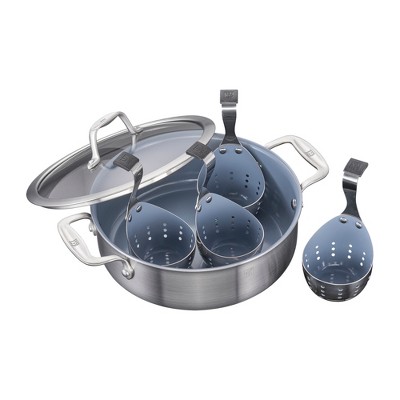 ZWILLING Spirit 3-ply 6-pc Stainless Steel Ceramic Nonstick Breakfast Pan & Egg Poacher Set