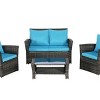 Outdoor Sofa Set, 4 Pcs Rattan Wicker Sofa, Sofa Set with Armrest Chairs and Tempered Glass Coffee Table, Sofas with Cushions-Coolbibila - 4 of 4