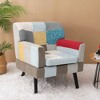 PAGED Modern Wood Accent Chair, Patchwork Arm Chair with Back, Reading Chair for Living Room, Bedroom - 2 of 4