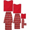 cheibear Christmas Long Sleeve Solid Tops Tee with Plaid Pants Family Pajama Sets Red - image 3 of 4