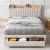 Bed Frame with Storage Headboard & Built-in Charging Station, Platform Bed with Drawers, Heavy-Duty Metal Frame, No Box Spring Needed - 2 of 4