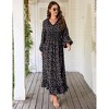 Casual V Neck Boho Floral Print Wedding Guest Maxi Dresses for Women Bohemian Flowy Maxi Dress - 4 of 4