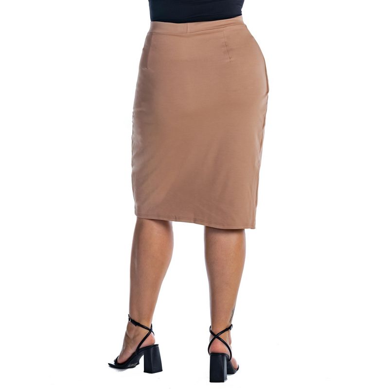 Womens Plus Size Elastic Waist Knee Length Tulip Pencil Skirt, 3 of 5