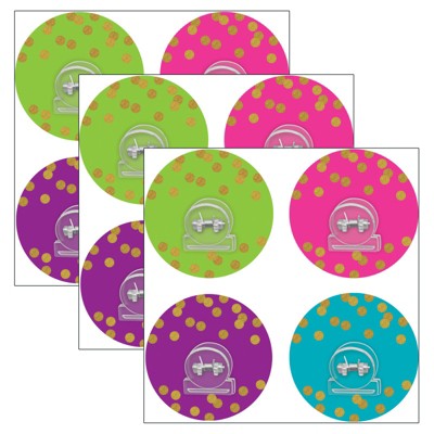 Teacher Created Resources Clingy Thingies Clips, Confetti, 4 Per Pack, 3 Packs
