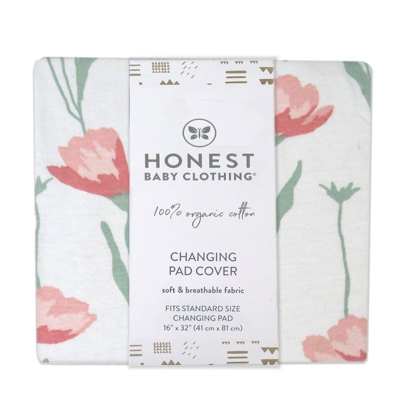 Honest Baby Organic Changing Pad Cover - Strawberry Pink Floral, 2 of 5
