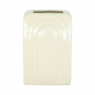 Sagebrook Home 7" Dolomite Rectangle Vase Contemporary Etched Arch Decorative Table Vase