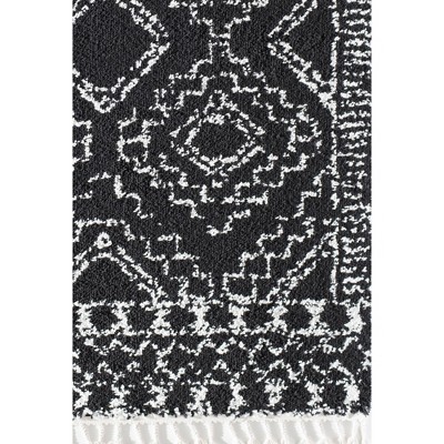 CosmoLux Black and White Shag Moroccan 5' x 7' Area Rug