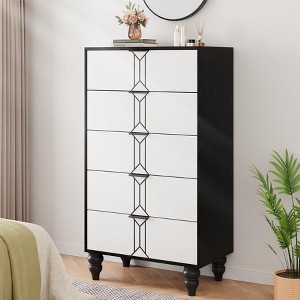 5 Drawer Dresser with Vintage Pattern Design, Modern and Stylish Dresser - 1 of 4