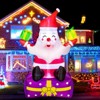 6FT Christmas Inflatable Santa with LED Lights ¨C Outdoor Blow-Up Decor with Gift Boxes, Stakes & Tethers for Yard/Garden - 2 of 4