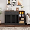 47” Dog Crate Furniture , Wooden Dog Kennel Indoor TV Stand with 2 Drawers and 4 Shelves, Decorative Dog Cage with Storage for Dogs - 3 of 4
