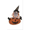 Plush Halloween Gnome on Pumpkin Set – 14"H – Fabric Orange Black – By Melrose - 3 of 3