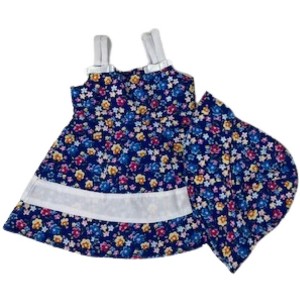 Doll Clothes Superstore Handmade Dark Blue Floral Sundress with White Accents – Fits 18-Inch Girl Dolls - 1 of 4