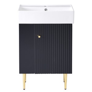 Chery Life 21.6" Bathroom vanity, Bathroom Storage Cabinet with Single Ceramic Sink, Left Side Storage - 1 of 4