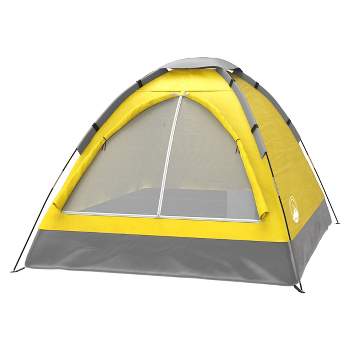 Camping Tent with Rain Fly and Carrying Bag for Backpacking, Hiking, or Beach Use by Leisure Sports (Yellow)