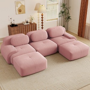 Aukfa Modular Corduroy Sectional Sofa with Ergonomic Support - Pet Friendly, Easy Assembly, Non-Slip Base Design - 1 of 4