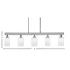 Toltec Lighting Edge 5 - Light Island Pendant Light in  Brushed Nickel with 4" White Muslin Shade - 3 of 3