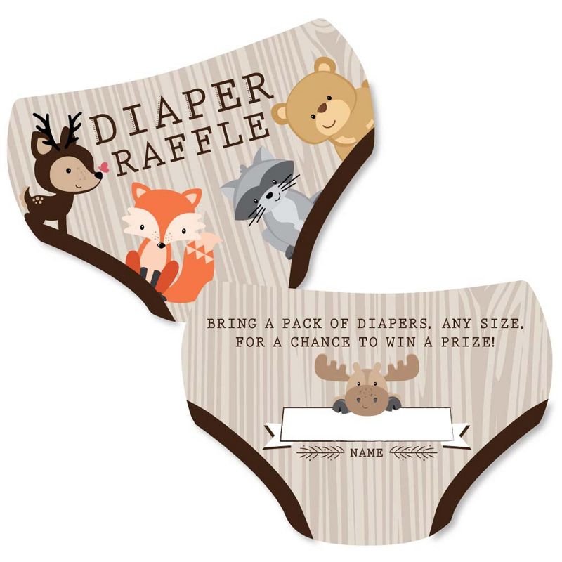 Big Dot of Happiness Woodland Creatures - Diaper Shaped Raffle Ticket Inserts - Baby Shower Activities - Diaper Raffle Game - Set of 24, 1 of 5