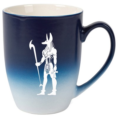 Elanze Designs 12 Ounce Two Toned Ombre Ceramic Tea Coffee Cup Mug Blue White Anubis Guardian Of The Afterlife