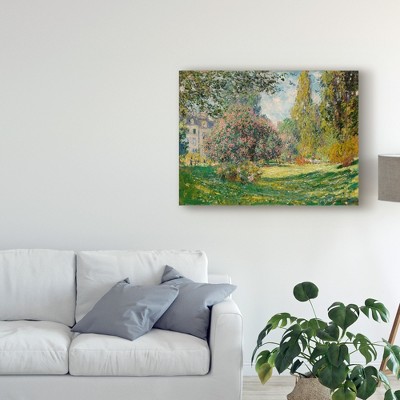 Claude O. Monet Green Floral Landscape Wrapped Canvas Art, 35'' x 47''