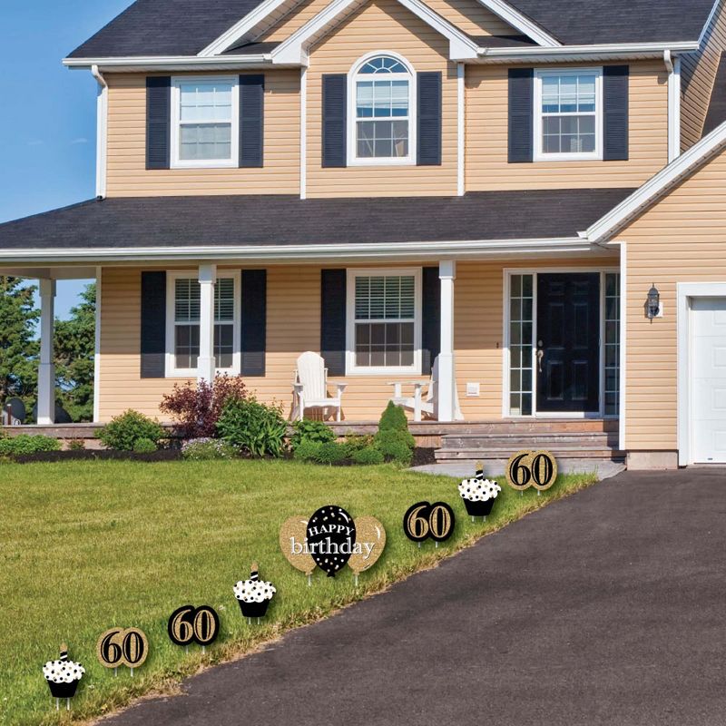 Big Dot of Happiness Adult 60th Birthday - Gold - Yard Sign and Outdoor Lawn Decorations - Happy Birthday Party Yard Signs - Set of 8, 3 of 9