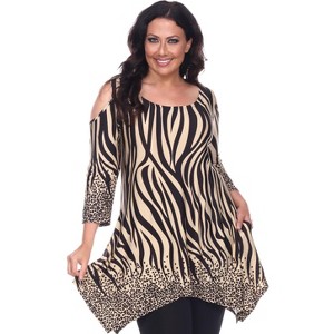 Women's Plus Size Antonia Cold Shoulder Tunic with Pockets - White Mark - 1 of 3
