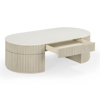 TOV Furniture Bella Large Storage Coffee Table in Cream