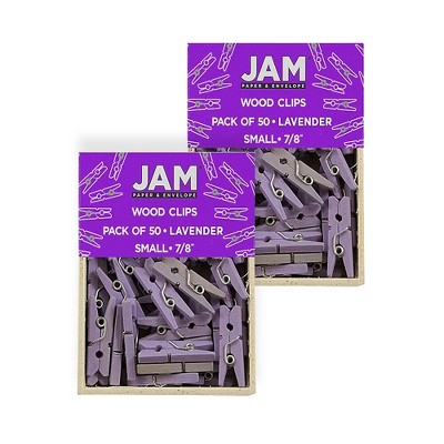 JAM Paper Wood Clip Clothespins Small 7/8 Inch Lavender Purple Clothes Pins 2230719107A
