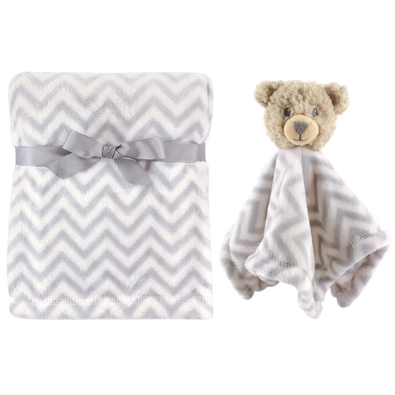 Hudson Baby Infant Plush Blanket with Security Blanket, Bear, One Size, 1 of 3