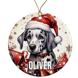Personalized Dog Ornament - Pet Ornament for Christmas Tree - 3" Round Ceramic - Printed in USA - Dog Mom - Dog Dad - Xmas Decoration - 1 of 4