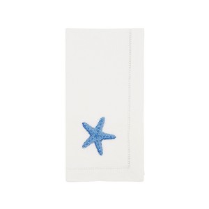 Saro Lifestyle Embroidered Starfish Serenade Napkin (Set of 6), White, 20"x20" - 1 of 4