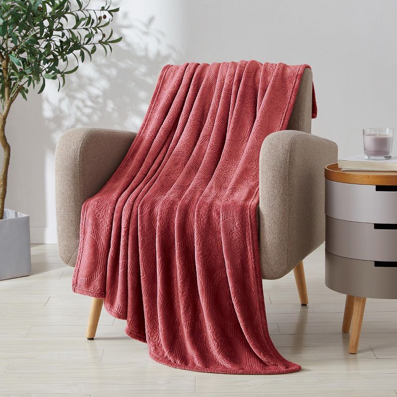 Kate Aurora Ultra Soft & Plush Ogee Damask Fleece Throw Blanket Covers - 50 in. W x 60 in. L, 1 of 6