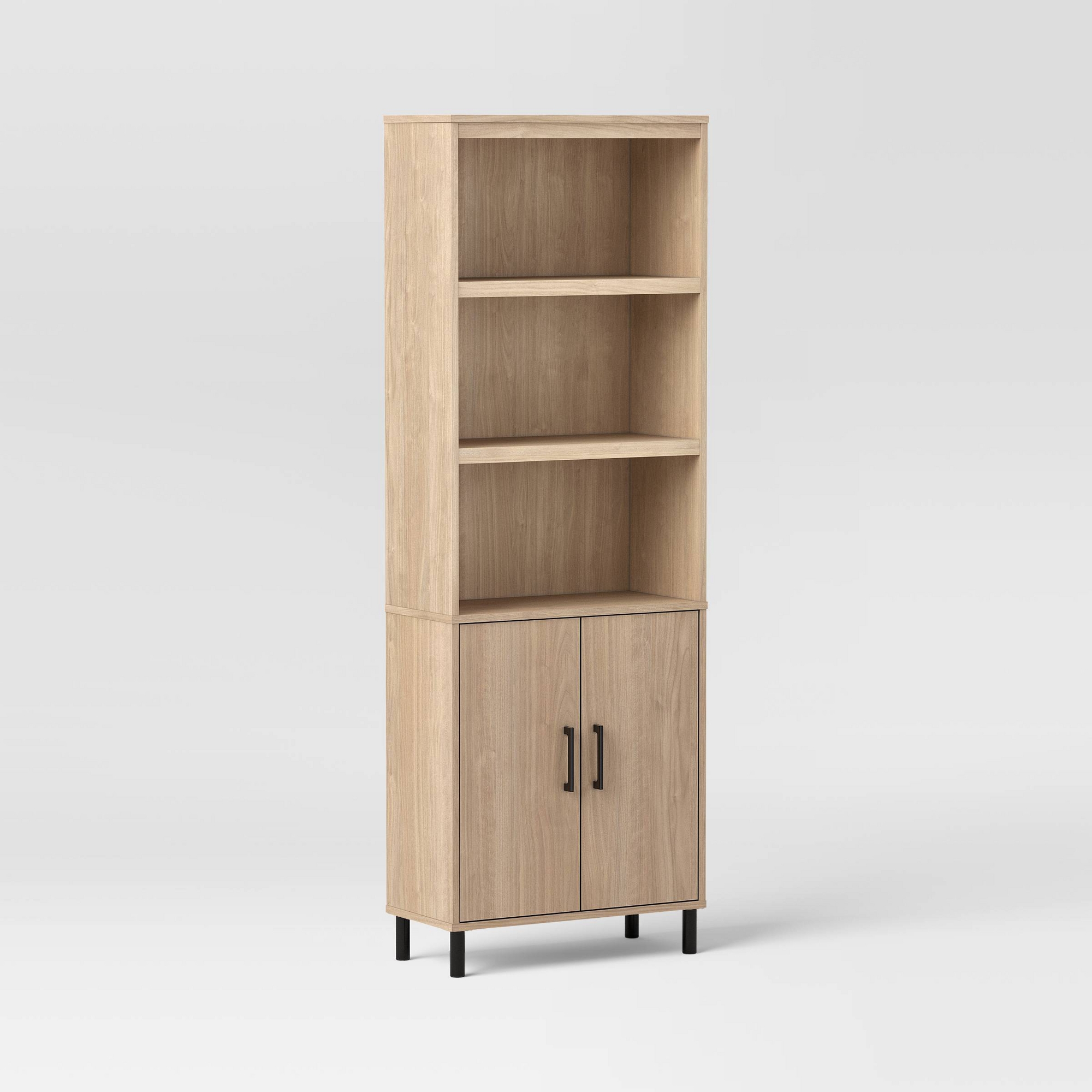 Mixed Material Library Bookcase with Doors Natural Wood - Room Essentials™