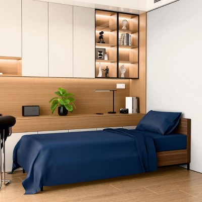 INFURNIC Bedding Sets Soft Brushed Microfiber Twin Bed Sheets Fade and Shrinkage Resistant Easy Care 3 Piece Set, Blue, 12.00"*10.00"*3.00"