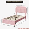 Twin Bed Frame Velvet Upholstered Platform Bed with Bookcase Headboard for Kids Girls Heavy Duty Steel Support Legs Easy Assembly Noise Free - 3 of 4