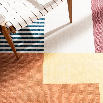 Rust and Yellow Abstract Hand-knotted Synthetic Rug, 4' x 6'