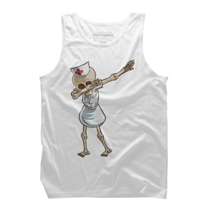 Men's Design By Humans Halloween Dabbing Funny Skeleton Nurse RN Costume Gift By COVI Tank Top - 1 of 3
