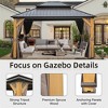 DOMETOUR 12'x14' Hardtop Cedar Gazebo with Steel Double Roof, Curtains & Netting for Patio, Backyard, Lawn (Brown) - 4 of 4