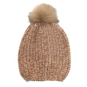 Charles Albert Girl's Chenille Pom Beanie - Kids Winter Hat - 1 of 3