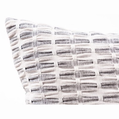 Pleated Black and White Cotton Euro Pillow Covers, Set of 2
