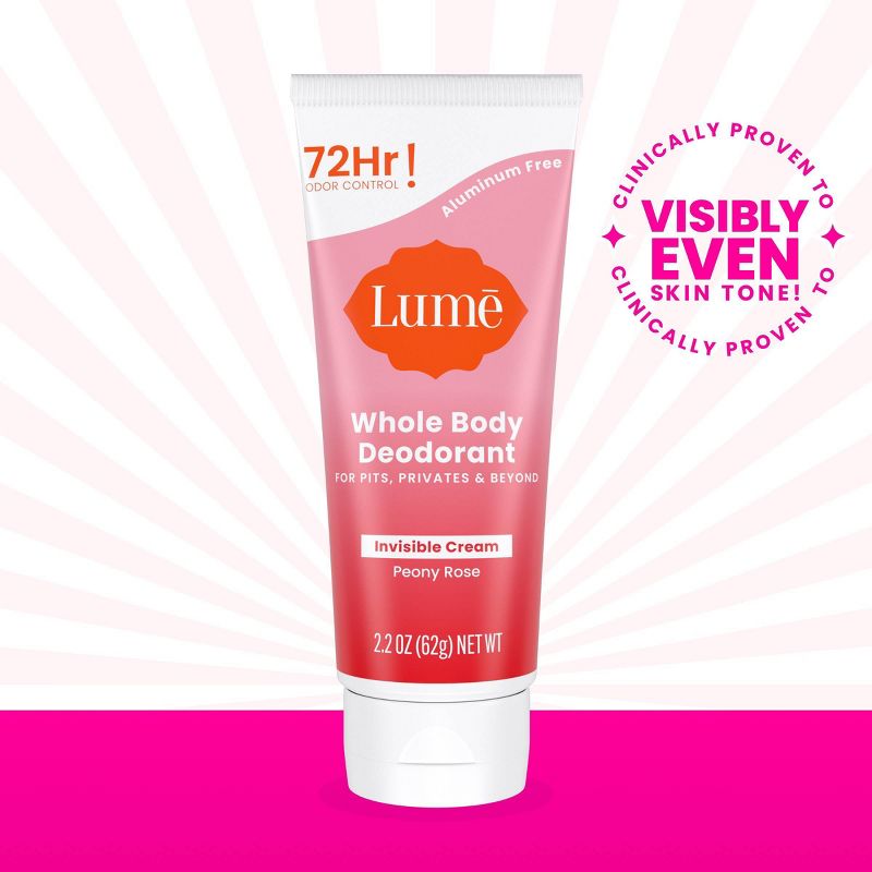 Lume Whole Body Women&#8217;s Deodorant - Invisible Cream Tube - Aluminum Free - Peony Rose Scent - 2.2oz, 5 of 14
