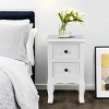 Costway White Night Stand  w/ 2 Storage Drawers, Wood End Accent Table - 3 of 4